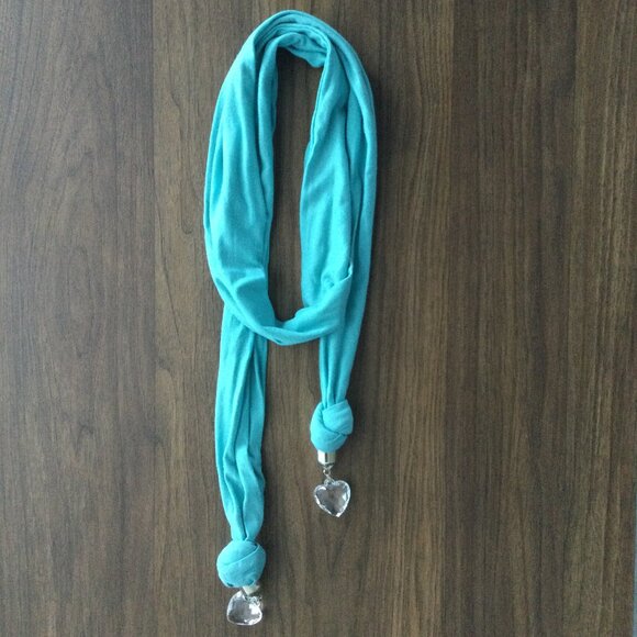 Vibrant Blue Heart Jewelry Scarf & Le Grenier 3/4 Sleeve Tee Set – Bold Print - Picture 7 of 9